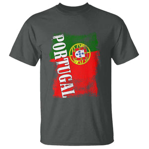 Portugal Flag T Shirt Retro Vintage Futebol Portuguese Flags TS10 Dark Heather Print Your Wear