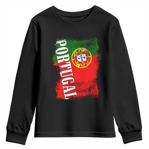 Portugal Flag Youth Sweatshirt Retro Vintage Futebol Portuguese Flags TS10 Black Print Your Wear