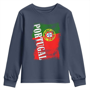Portugal Flag Youth Sweatshirt Retro Vintage Futebol Portuguese Flags TS10 Navy Print Your Wear