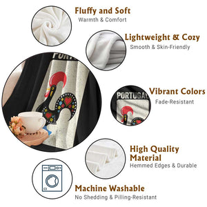 Portuguese Rooster Throw Blanket Galo de Barcelos Portugal Roots Pride Heritage Gift TS10 Print Your Wear