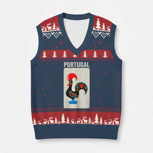 Portuguese Rooster V-Neck Knit Sweater Vest Galo de Barcelos Portugal Roots Pride Heritage Gift TS10 Navy Red Print Your Wear