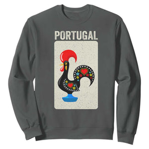 Portuguese Rooster Sweatshirt Galo de Barcelos Portugal Roots Pride Heritage Gift TS10 Dark Heather Print Your Wear