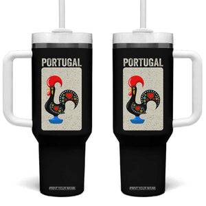 Portuguese Rooster Tumbler With Handle Galo de Barcelos Portugal Roots Pride Heritage Gift TS10 One Size: 40 oz Black Print Your Wear