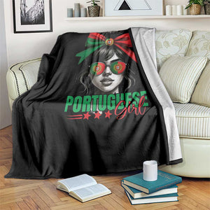 Portuguese Girl Throw Blanket Messy Bun Portugal Flag Roots Heritage Pride Gift TS10 Print Your Wear
