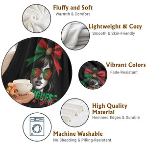 Portuguese Girl Throw Blanket Messy Bun Portugal Flag Roots Heritage Pride Gift TS10 Print Your Wear