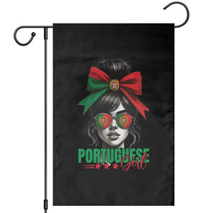 Portuguese Girl Garden Flag Messy Bun Portugal Flag Roots Heritage Pride Gift TS10 Black Print Your Wear