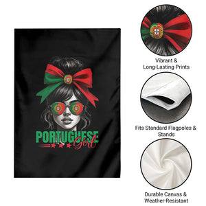 Portuguese Girl Garden Flag Messy Bun Portugal Flag Roots Heritage Pride Gift TS10 Print Your Wear