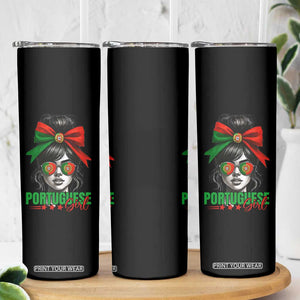 Portuguese Girl Skinny Tumbler Messy Bun Portugal Flag Roots Heritage Pride Gift TS10 Print Your Wear