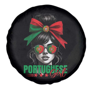 Portuguese Girl Spare Tire Cover Messy Bun Portugal Flag Roots Heritage Pride Gift TS10 Print Your Wear