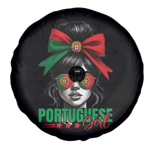 Portuguese Girl Spare Tire Cover Messy Bun Portugal Flag Roots Heritage Pride Gift TS10 Print Your Wear