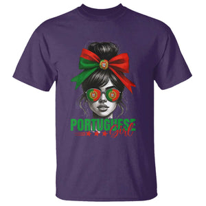 Portuguese Girl T Shirt Messy Bun Portugal Flag Roots Heritage Pride Gift TS10 Purple Print Your Wear