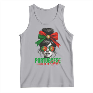 Portuguese Girl Tank Top Messy Bun Portugal Flag Roots Heritage Pride Gift TS10 Athletic Heather Print Your Wear