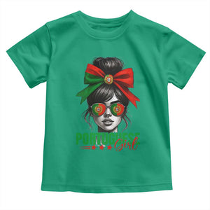 Portuguese Girl Toddler T Shirt Messy Bun Portugal Flag Roots Heritage Pride Gift TS10 Irish Green Print Your Wear