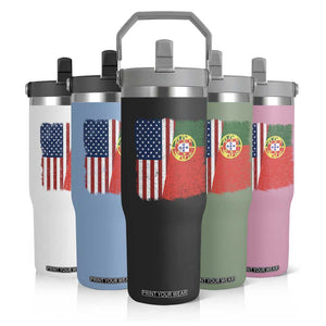 Portuguese American Flag Flip Straw Tumbler Retro Vintage USA Portugal Roots Heritage Pride TS10 Print Your Wear