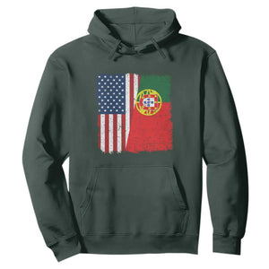 Portuguese American Flag Hoodie Retro Vintage USA Portugal Roots Heritage Pride TS10 Dark Forest Green Print Your Wear
