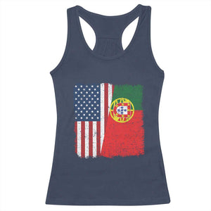Portuguese American Flag Racerback Tank Top Retro Vintage USA Portugal Roots Heritage Pride TS10 Navy Print Your Wear
