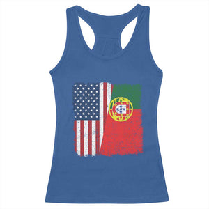 Portuguese American Flag Racerback Tank Top Retro Vintage USA Portugal Roots Heritage Pride TS10 Royal Blue Print Your Wear