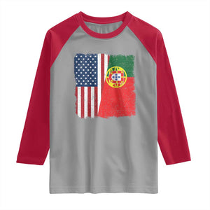 Portuguese American Flag Raglan Shirt Retro Vintage USA Portugal Roots Heritage Pride TS10 Sport Gray Red Print Your Wear
