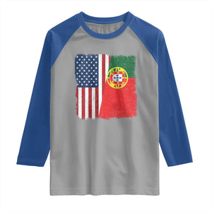 Portuguese American Flag Raglan Shirt Retro Vintage USA Portugal Roots Heritage Pride TS10 Sport Gray Royal Print Your Wear