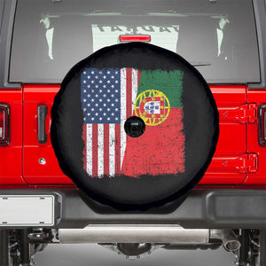 Portuguese American Flag Spare Tire Cover Retro Vintage USA Portugal Roots Heritage Pride TS10 Black Print Your Wear