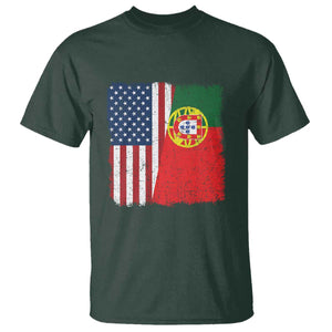 Portuguese American Flag T Shirt Retro Vintage USA Portugal Roots Heritage Pride TS10 Dark Forest Green Print Your Wear