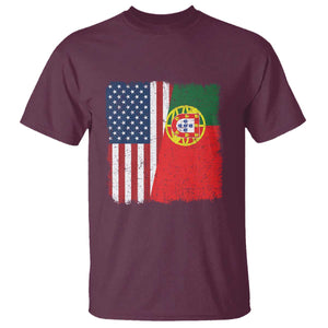 Portuguese American Flag T Shirt Retro Vintage USA Portugal Roots Heritage Pride TS10 Maroon Print Your Wear
