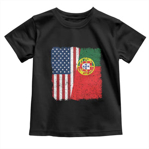 Portuguese American Flag Toddler T Shirt Retro Vintage USA Portugal Roots Heritage Pride TS10 Black Print Your Wear