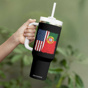 Portuguese American Flag Tumbler With Handle Retro Vintage USA Portugal Roots Heritage Pride TS10 Print Your Wear