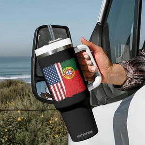 Portuguese American Flag Tumbler With Handle Retro Vintage USA Portugal Roots Heritage Pride TS10 Print Your Wear