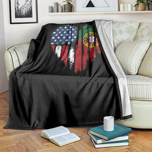 Half Portuguese American Flag Throw Blanket Portugal Roots USA Flag Immigrant Gifts TS10 Print Your Wear