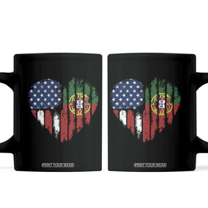 Half Portuguese American Flag Coffee Mug Portugal Roots USA Flag Immigrant Gifts TS10 Black Print Your Wear