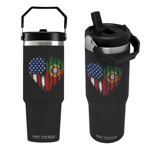Half Portuguese American Flag Flip Straw Tumbler Portugal Roots USA Flag Immigrant Gifts TS10 One Size: 30 oz Black Print Your Wear