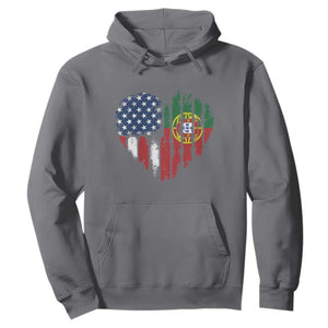Half Portuguese American Flag Hoodie Portugal Roots USA Flag Immigrant Gifts TS10 Charcoal Print Your Wear