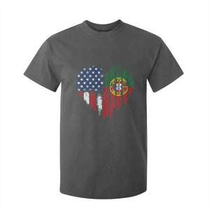 Half Portuguese American Flag T Shirt For Kid Portugal Roots USA Flag Immigrant Gifts TS10 Dark Heather Print Your Wear