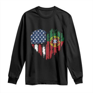Half Portuguese American Flag Long Sleeve Shirt Portugal Roots USA Flag Immigrant Gifts TS10 Black Print Your Wear