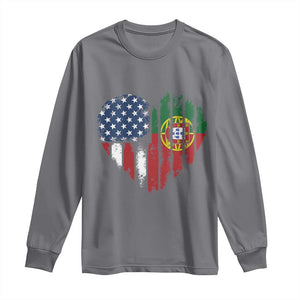 Half Portuguese American Flag Long Sleeve Shirt Portugal Roots USA Flag Immigrant Gifts TS10 Charcoal Print Your Wear