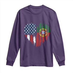 Half Portuguese American Flag Long Sleeve Shirt Portugal Roots USA Flag Immigrant Gifts TS10 Purple Print Your Wear