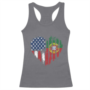 Half Portuguese American Flag Racerback Tank Top Portugal Roots USA Flag Immigrant Gifts TS10 Charcoal Print Your Wear