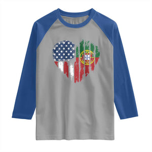 Half Portuguese American Flag Raglan Shirt Portugal Roots USA Flag Immigrant Gifts TS10 Sport Gray Royal Print Your Wear