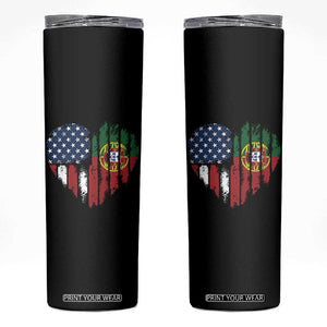 Half Portuguese American Flag Skinny Tumbler Portugal Roots USA Flag Immigrant Gifts TS10 Black Print Your Wear