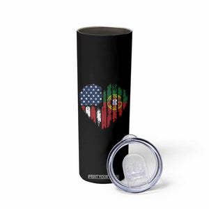 Half Portuguese American Flag Skinny Tumbler Portugal Roots USA Flag Immigrant Gifts TS10 Print Your Wear