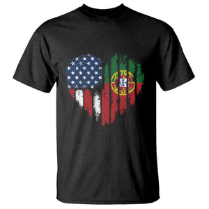 Half Portuguese American Flag T Shirt Portugal Roots USA Flag Immigrant Gifts TS10 Black Print Your Wear