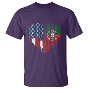Half Portuguese American Flag T Shirt Portugal Roots USA Flag Immigrant Gifts TS10 Purple Print Your Wear