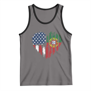 Half Portuguese American Flag Tank Top Portugal Roots USA Flag Immigrant Gifts TS10 Deep Heather Black Print Your Wear