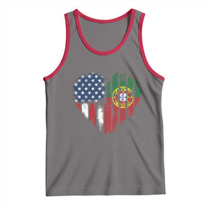 Half Portuguese American Flag Tank Top Portugal Roots USA Flag Immigrant Gifts TS10 Deep Heather Red Print Your Wear