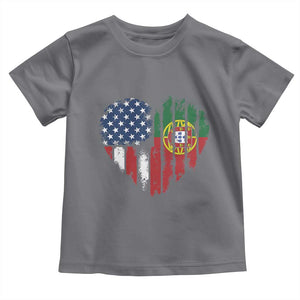 Half Portuguese American Flag Toddler T Shirt Portugal Roots USA Flag Immigrant Gifts TS10 Charcoal Print Your Wear