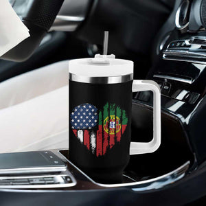 Half Portuguese American Flag Tumbler With Handle Portugal Roots USA Flag Immigrant Gifts TS10 Print Your Wear