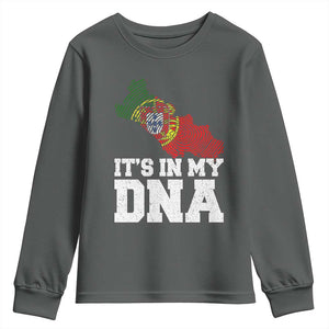 Its in My DNA Portugal Youth Sweatshirt Portuguese Flag Portugal Boy Girl Gift TS10 Dark Heather Print Your Wear