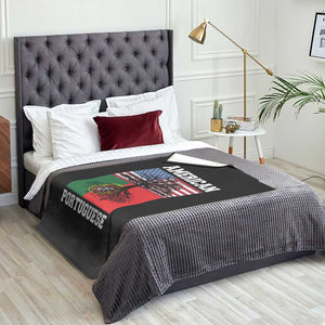American Grown Portuguese Roots Throw Blanket Distressed Tree Portugal USA Flag TS10 Print Your Wear