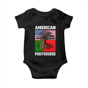 American Grown Portuguese Roots Baby Onesie Distressed Tree Portugal USA Flag TS10 Black Print Your Wear
